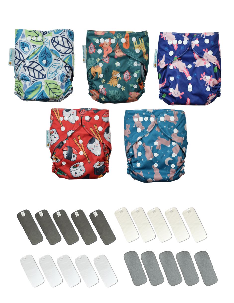 Paquete 5 Pañales Ecológicos Absorción PRO V3.0