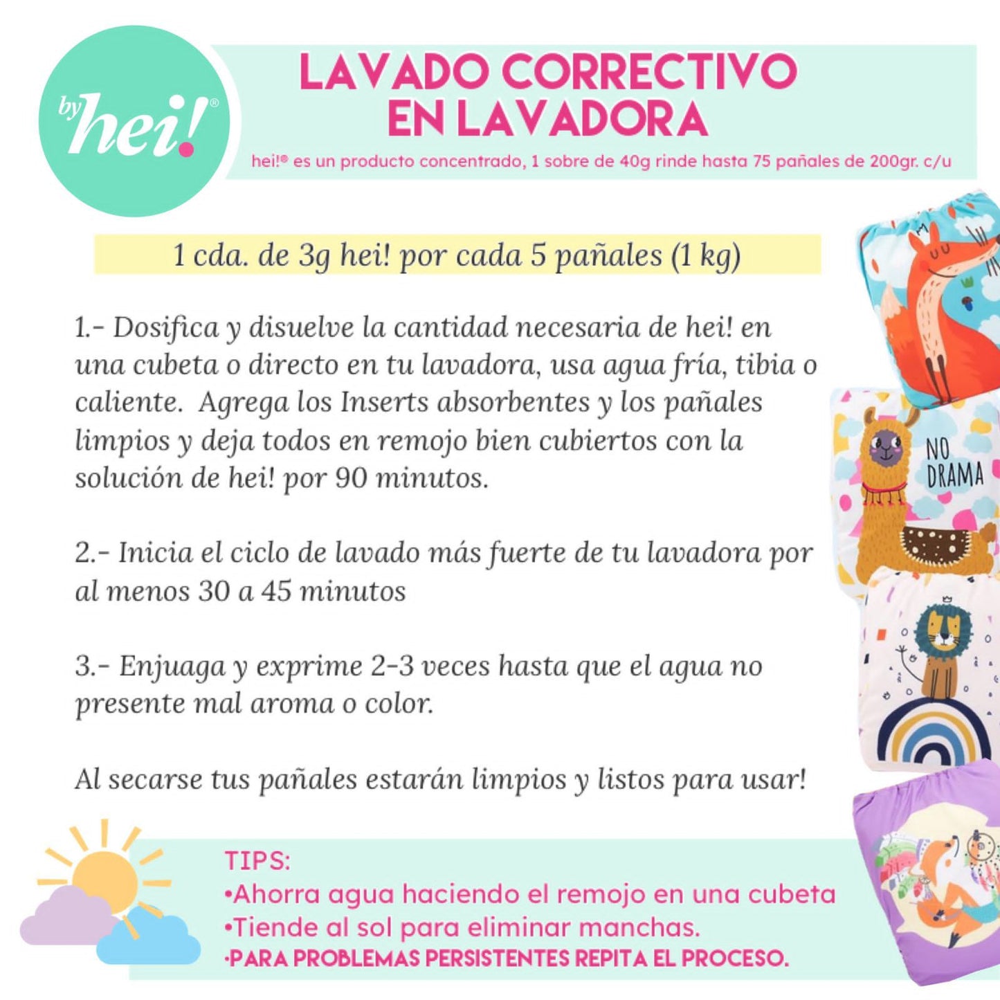 Pq.2 Hei! Desinfectante Profundo Para Pañales Ecológicos