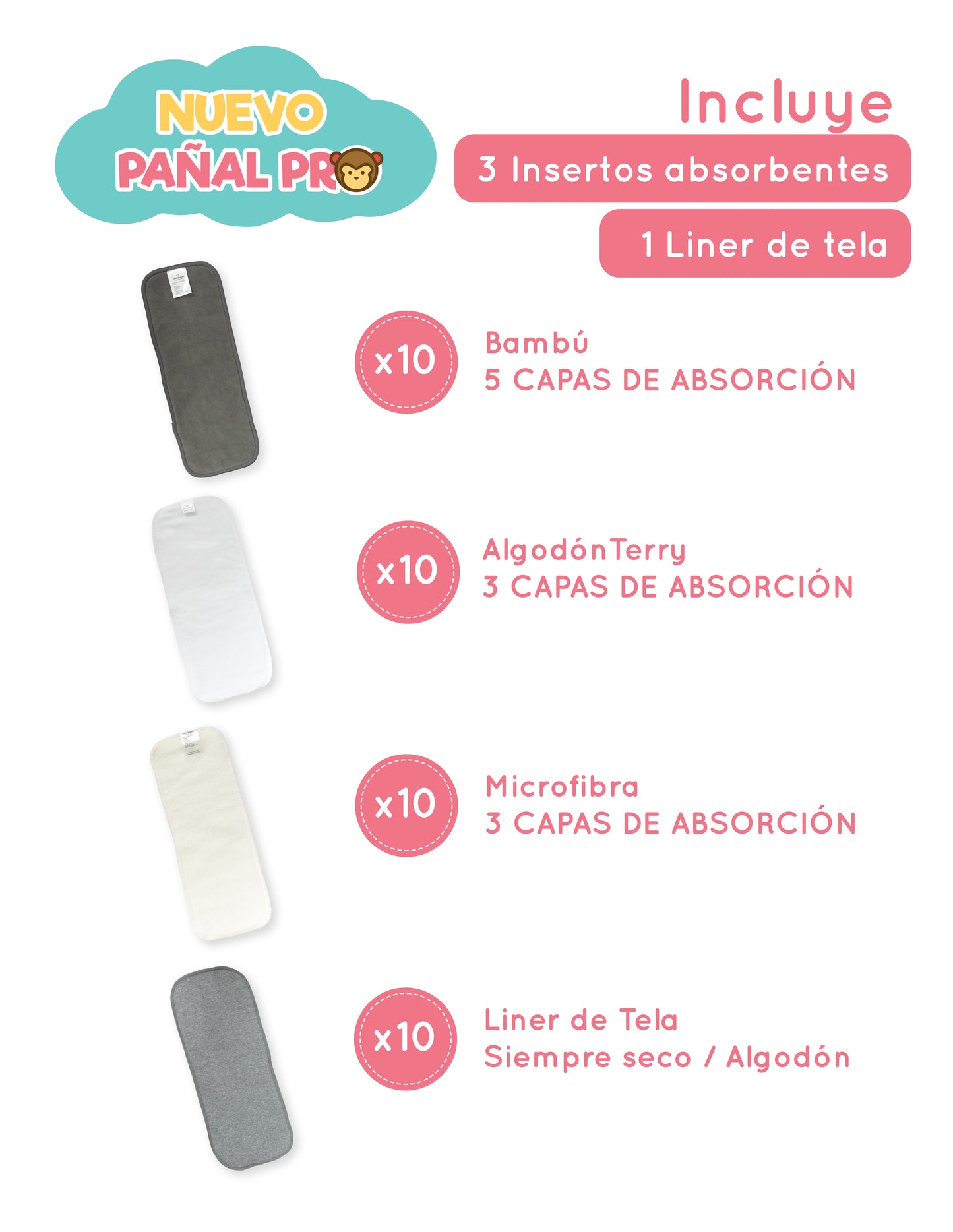 Paquete 10 Pañales Ecológicos Absorción PRO V3.0