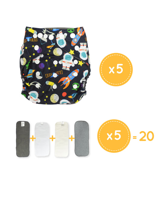 Paquete 5 Pañales Ecológicos Absorción PRO V3.0
