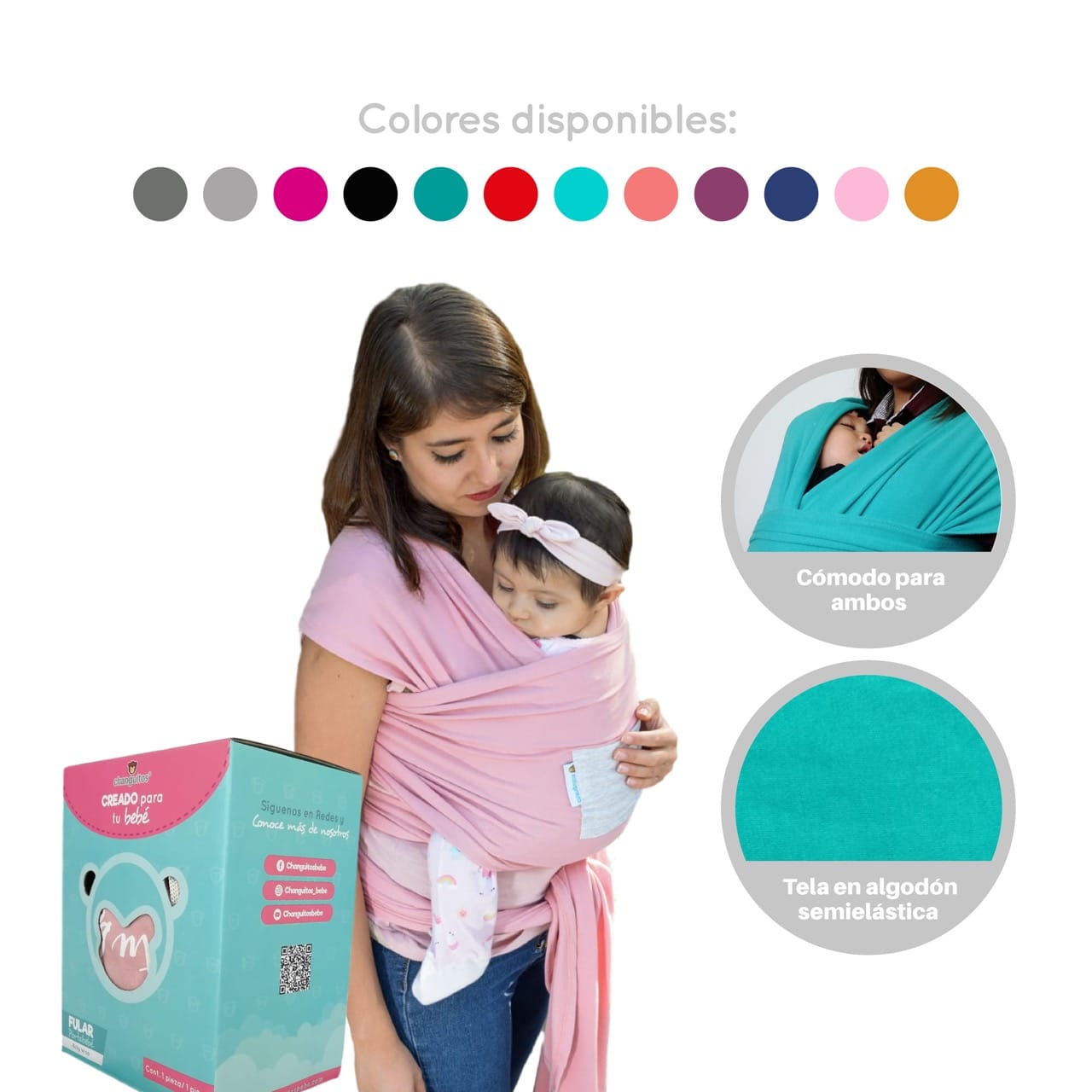 Capa Pashmina de lactancia + Fular Portabebé semielastico a elegir