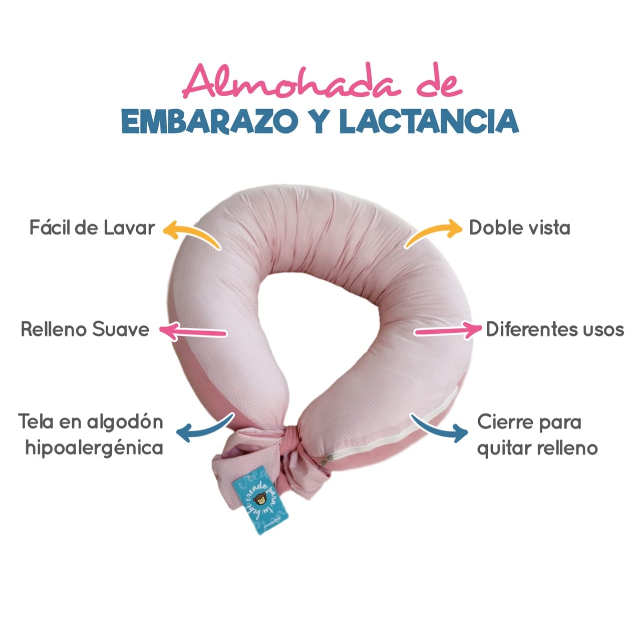 Almohada 3 en 1 Embarazo, Lactancia, Antireflujo