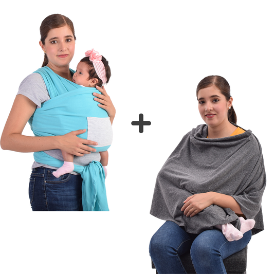 Capa Pashmina de lactancia + Fular Portabebé semielastico a elegir