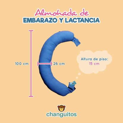 Almohada 3 en 1 Embarazo, Lactancia, Antireflujo Color Gris Zigzag