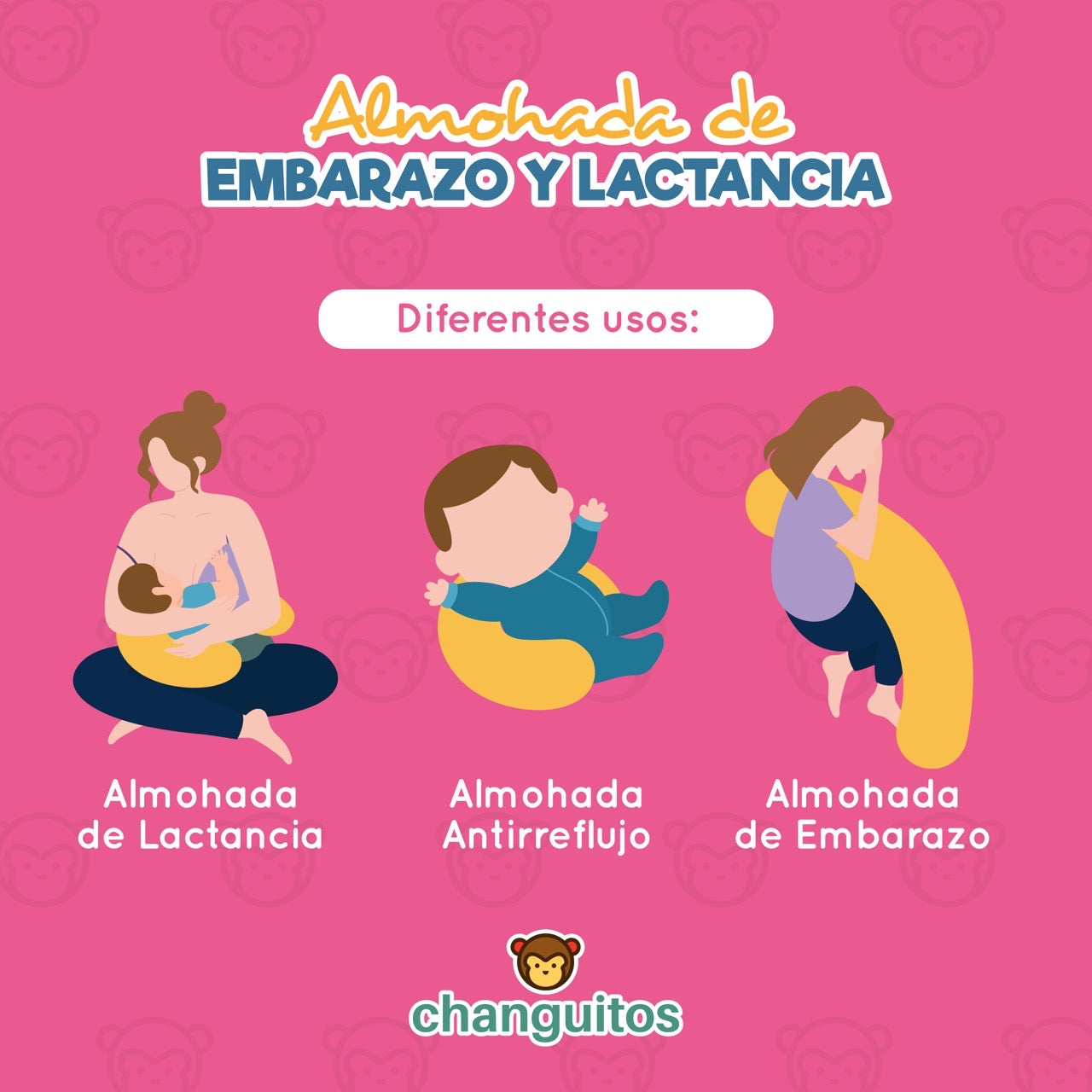 Almohada 3 en 1 Embarazo, Lactancia, Antireflujo Color Gris Zigzag