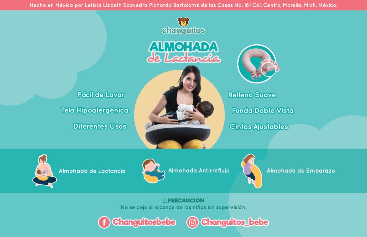 Almohada 3 en 1 Embarazo, Lactancia, Antireflujo Color Gris Zigzag