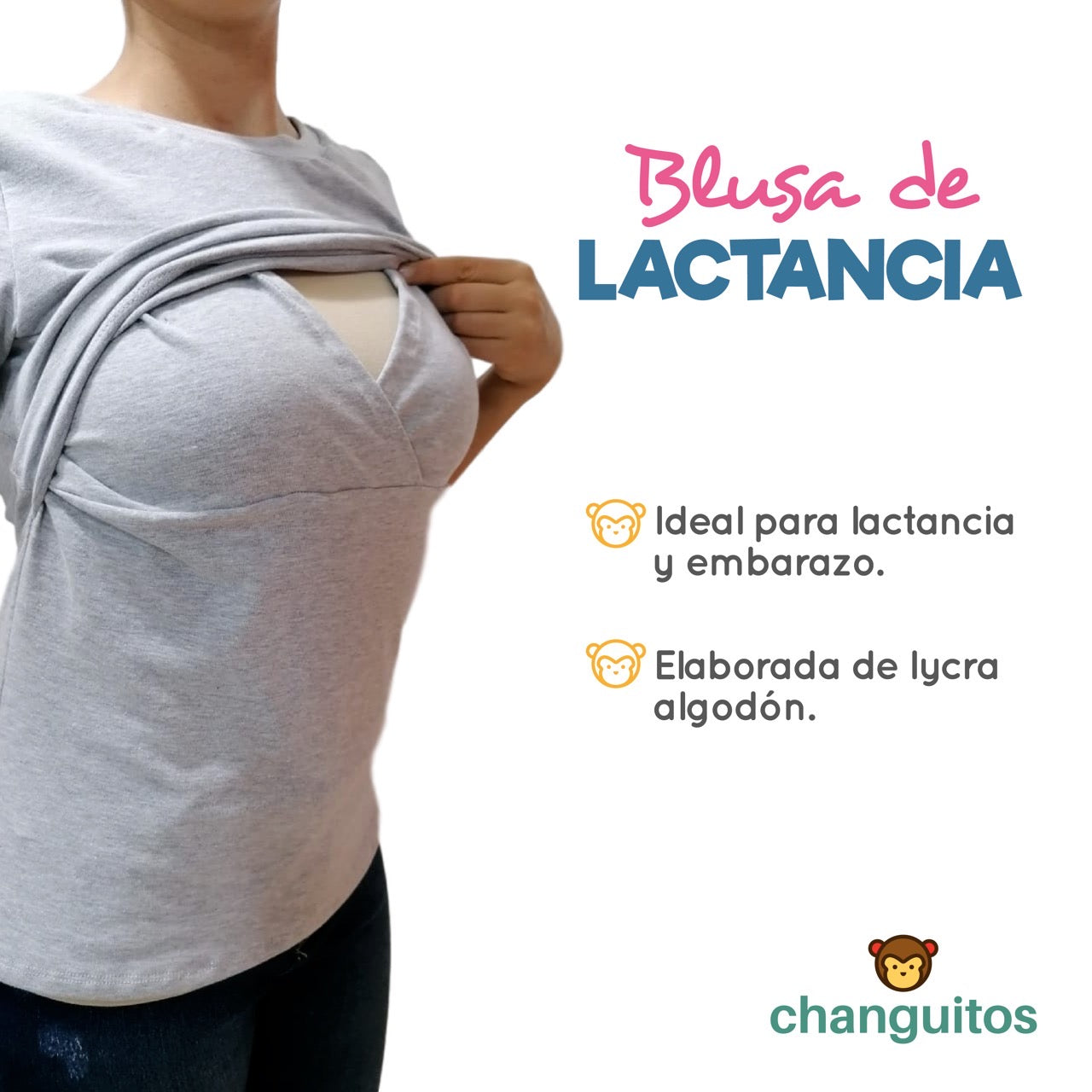 Blusa de lactancia en Algodón Negra