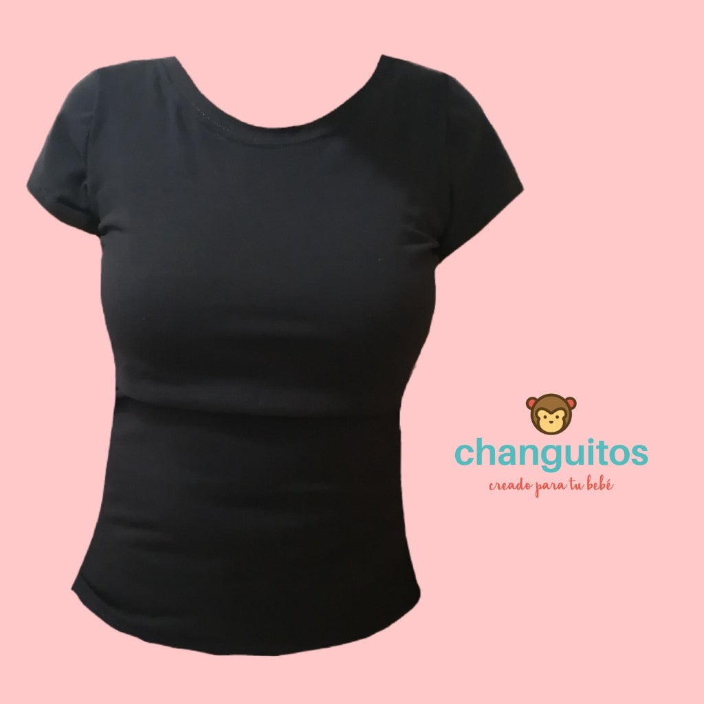 Blusa de lactancia en Algodón Negra
