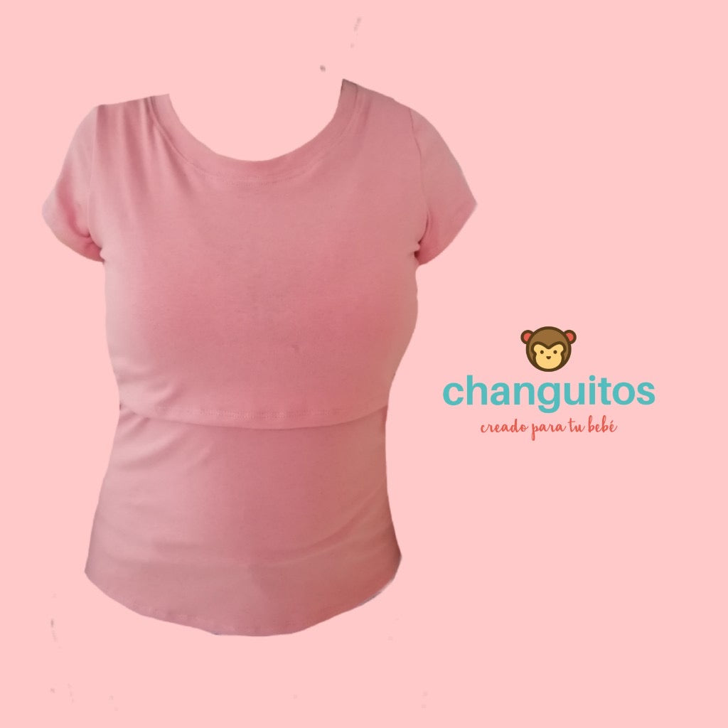 Blusa de lactancia en Algodón Rosa