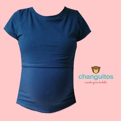 Blusa de lactancia en Algodón Petroleo