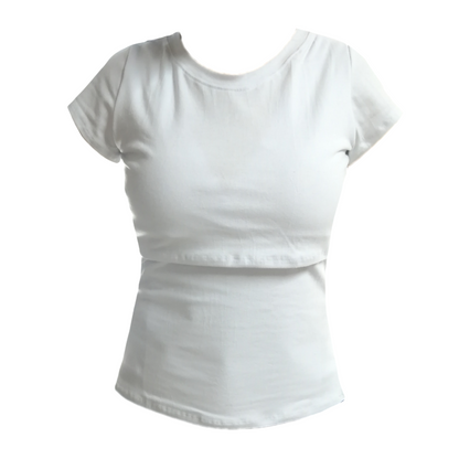 Blusa de lactancia en Algodón Blanca