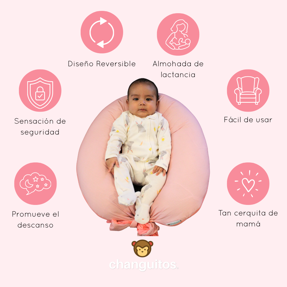 Almohada 3 en 1 Embarazo, Lactancia, Antireflujo Color Rosa