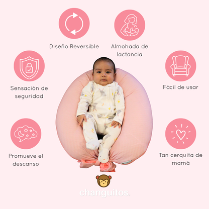 Almohada 3 en 1 Embarazo, Lactancia, Antireflujo Color Rosa
