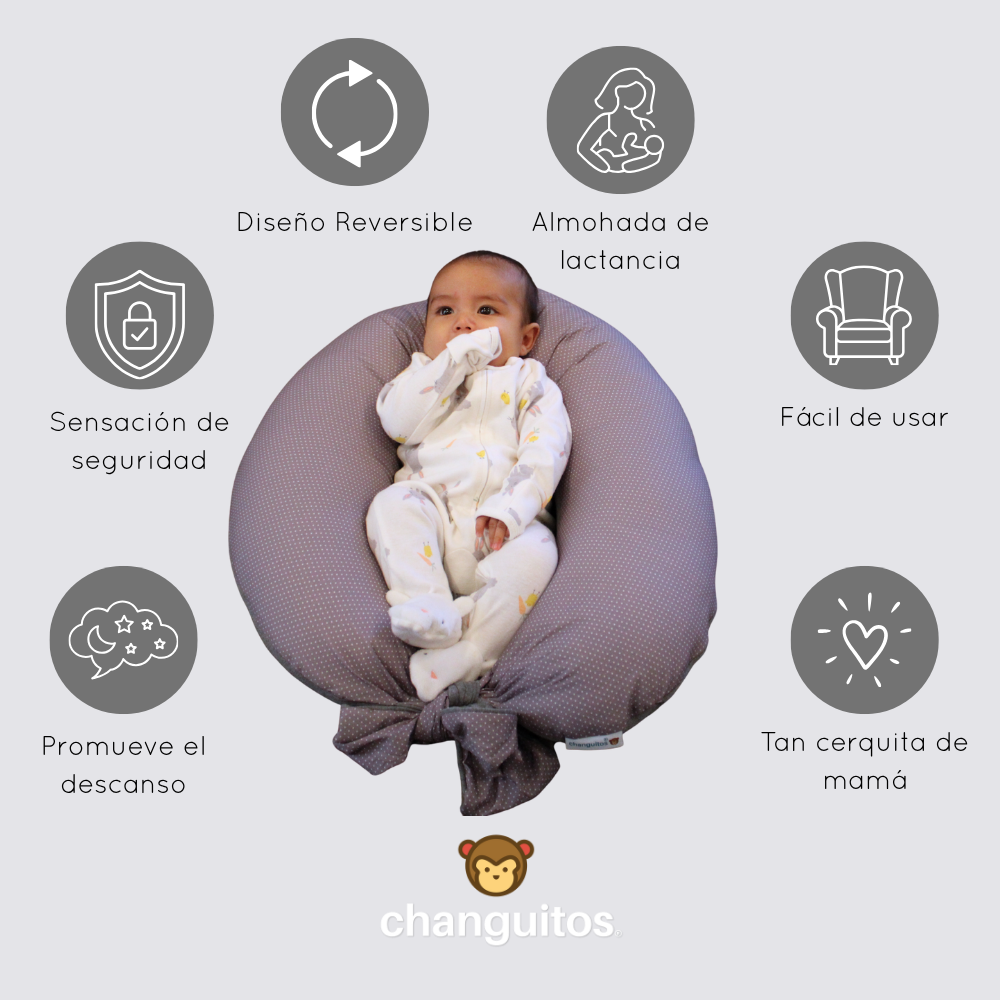 Almohada 3 en 1 Embarazo, Lactancia, Antireflujo Color Gris Zigzag