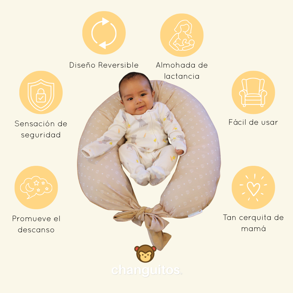 Almohada 3 en 1 Embarazo, Lactancia, Antireflujo Color Beige