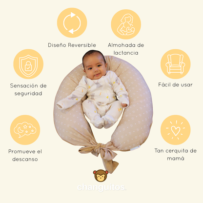 Almohada 3 en 1 Embarazo, Lactancia, Antireflujo Color Beige