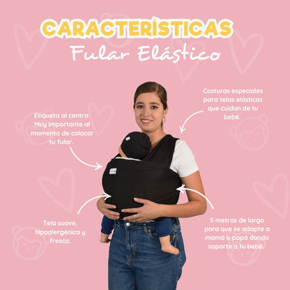 Fula Portabebé Elástico Changuitos BabyWrap Negro