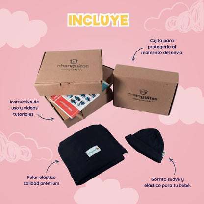 Fula Portabebé Elástico Changuitos BabyWrap Negro