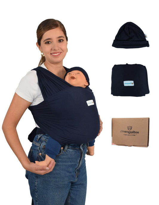Fula Portabebé Elástico Changuitos BabyWrap Azul Marino