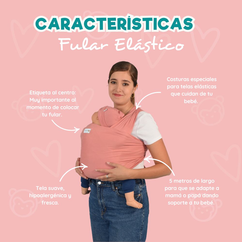 Fula Portabebé Elástico Changuitos BabyWrap Rosa