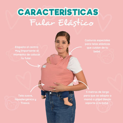 Fula Portabebé Elástico Changuitos BabyWrap Rosa