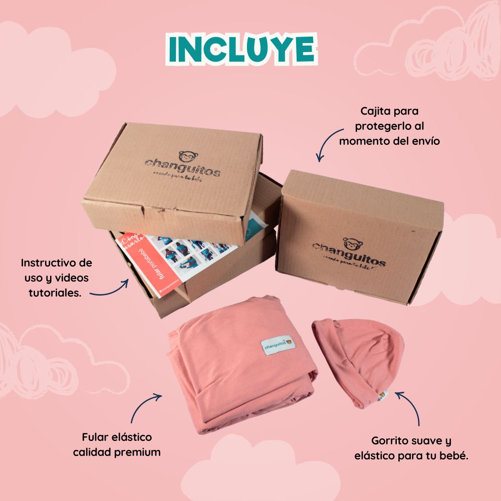 Fula Portabebé Elástico Changuitos BabyWrap Rosa