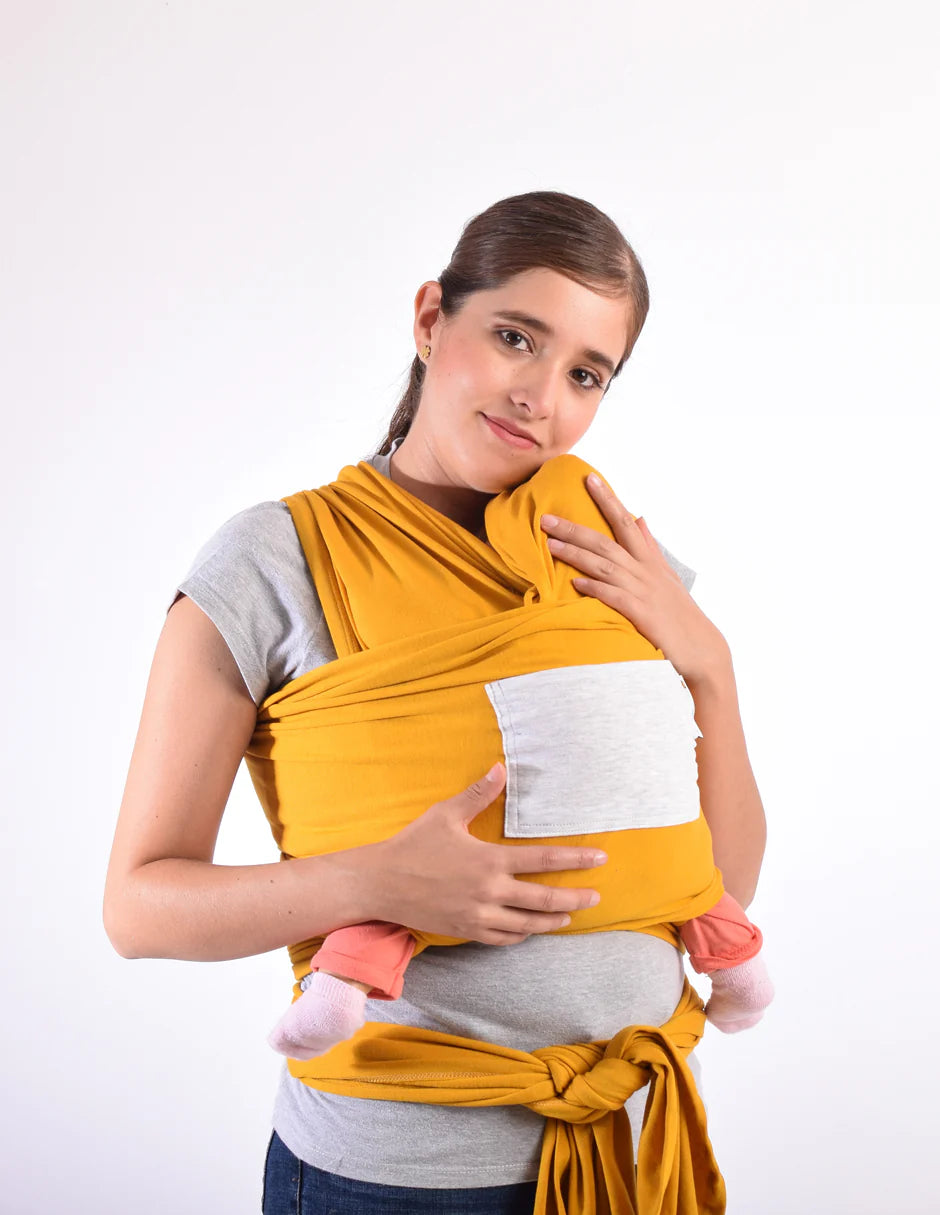 Rebozo Fular Semielástico Changuitos Amarillo Mostaza