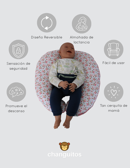 Almohada De Lactancia Y Antirreflujo Color Rosa Conejos
