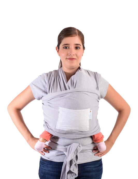 Rebozo Fular Semielástico Changuitos Gris Claro