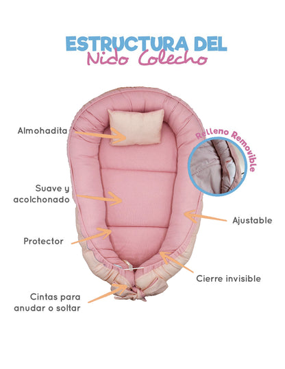 Nido Colecho  Changuitos Palo de Rosa con Bolitas