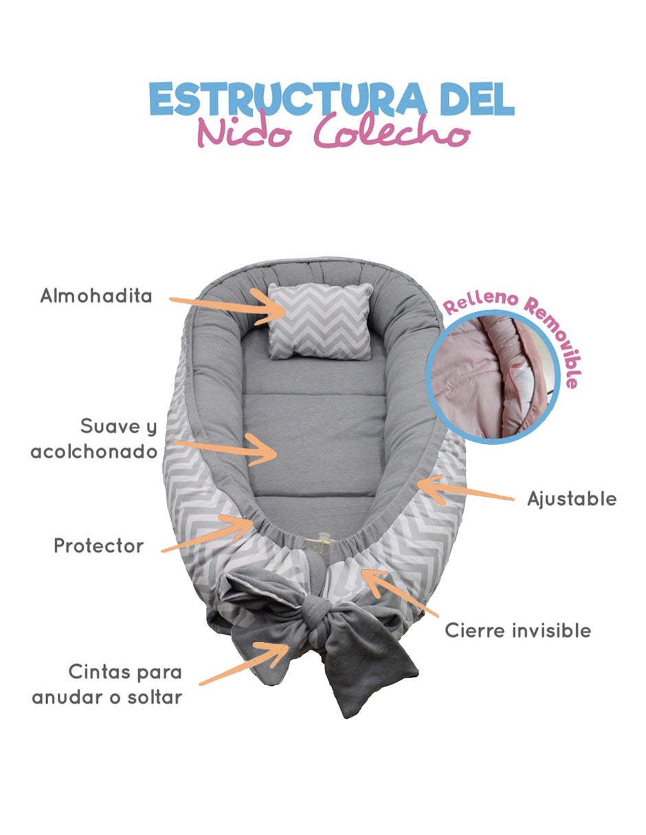 Nido Colecho  Changuitos Zigzag Gris