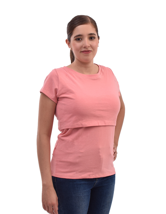 Blusa Lactancia Algodón Rosa