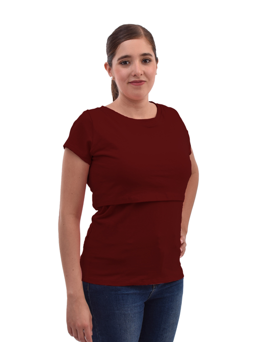 Blusa Lactancia Algodón Vino